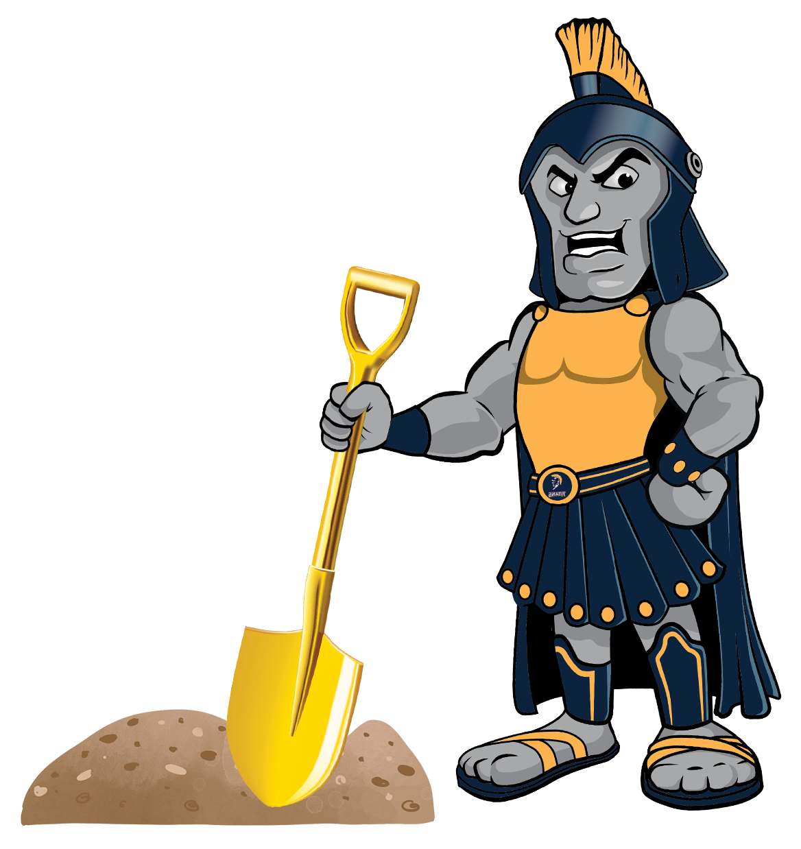 Titus with shovel and dirt for the groundbreaking